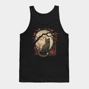 Cat Japan Style Funny Cat Gift Retro Vintage Funny Cat Tank Top